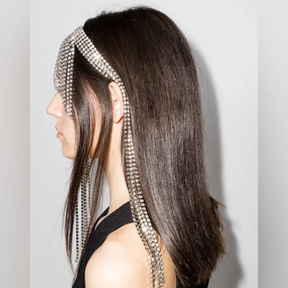 NWOT AREA OMBRE CYSTAL FRINGE RHINESTONE HAIR COMB CLIP